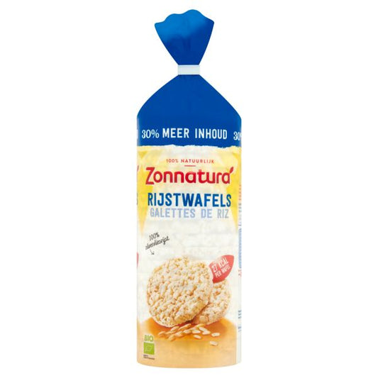 Zonnatura bio rijstwafel naturel, 130g, made from whole grain rice, crispy and light, perfect for healthy snacks.