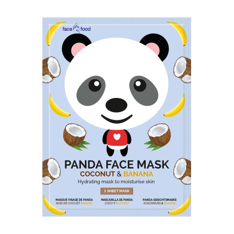 Montagne Panda sheet face mask with coconut and banana for facial skincare, single sheet mask for nourishing and hydrating skin.