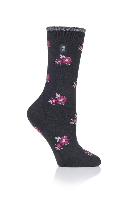 Heat Holders ladies ultra lite socks in size 4-8, Bellis charcoal, pair of breathable, lightweight socks for women.