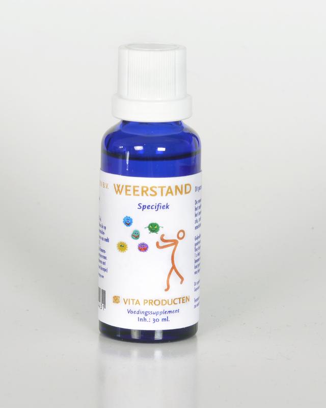 Vita Weerstand specifiek kruidenpreparaat in 30ml bottle, featuring herbal supplement packaging and dropper cap.