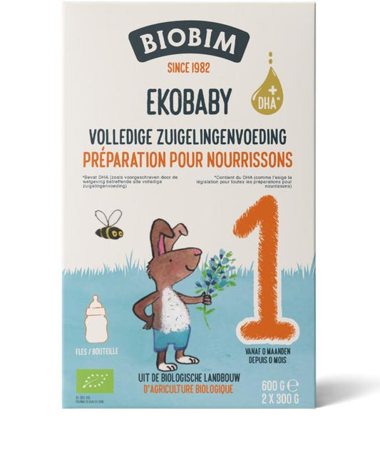 Biobim Ekobaby 1 infant formula for babies 0+ months, 600g jar of organic baby and toddler nutrition, natural and nutritious.