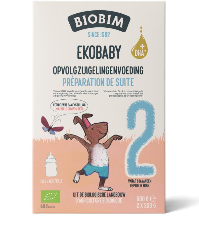 Biobim Ekobaby 2 follow-on baby formula for 6+ months, organic, 600g container, suitable for infants and toddlers.