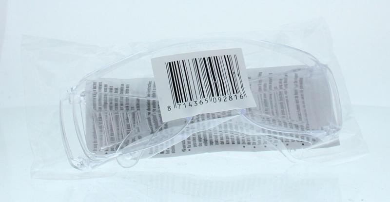 Clear PSP safety glasses with protective design, suitable for medical or protective clothing use, shown in the image.