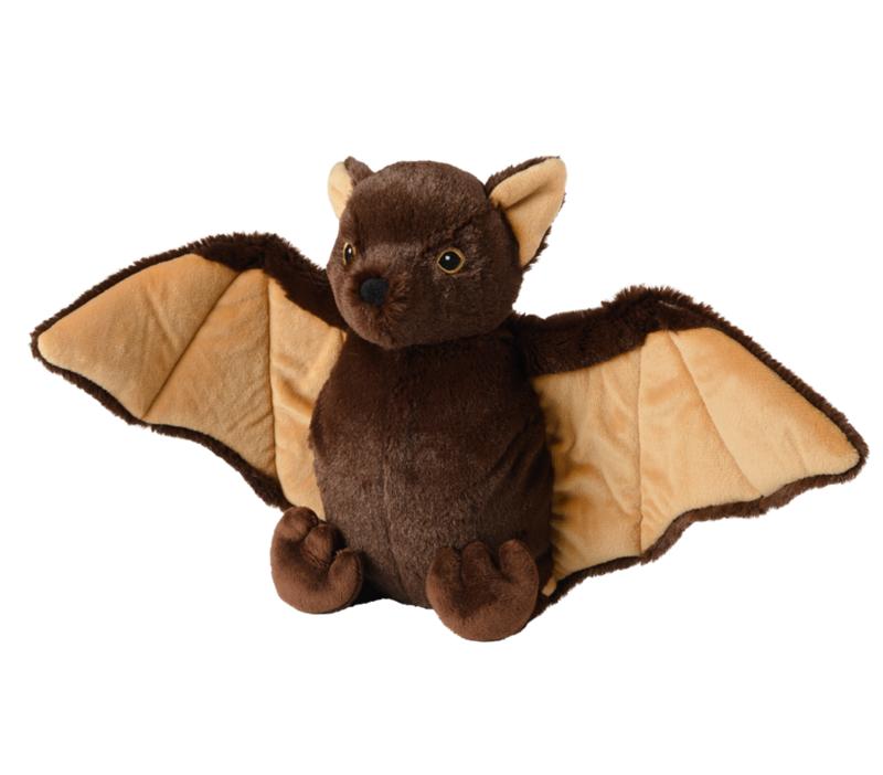 Warmies bat plush toy, soft stuffed animal in dark color, cozy and cuddly, suitable for children.