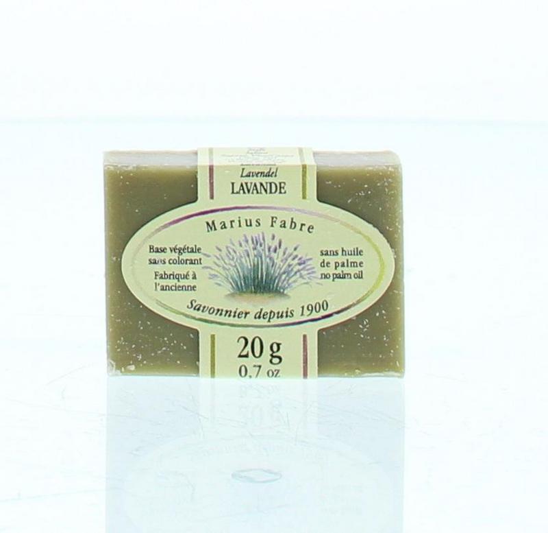 Lavender-scented Marius Fabre Gastenzeepje soap bar, 20g, with a natural lavender aroma and traditional French soap craftsmanship.