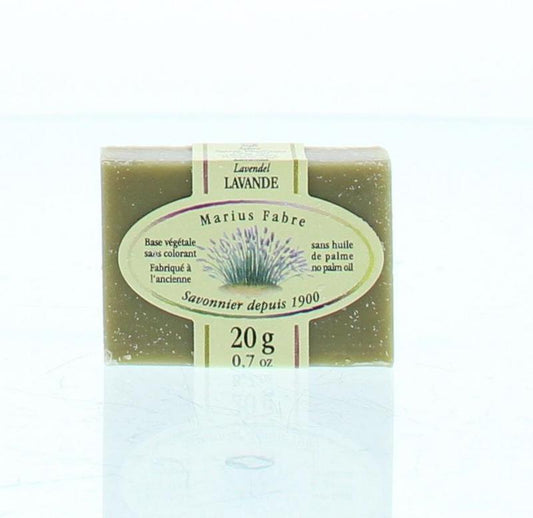 Lavender-scented Marius Fabre Gastenzeepje soap bar, 20g, with a natural lavender aroma and traditional French soap craftsmanship.