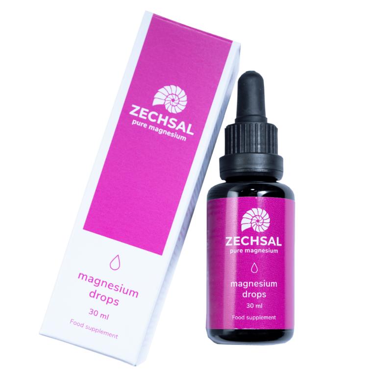 Zechsal Magnesium Drops 30ml bottle, mineral supplement with natural magnesium for daily wellness and relaxation.