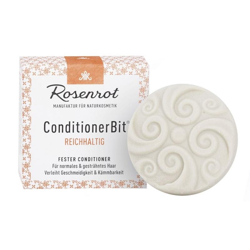 Rosenrot Solid Conditioner Haarverzorging bar, rich formula, 60g, natural hair care product with a sleek packaging design.