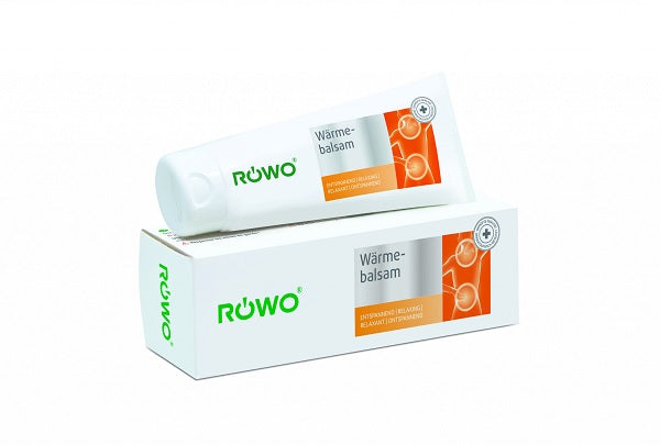 Rowo Warmtebalsem 50ml jar for muscle and joint care, showing the cream container with label and lid.
