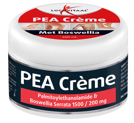 Lucovitaal Pea Creme body care product in 250ml tube, showing the cream and packaging for moisturizing skin.
