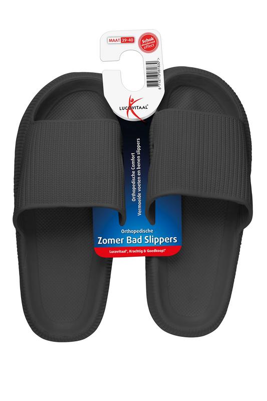 Lucovitaal orthopedic black slippers for size 39-40, featuring supportive soles and comfortable design for casual wear.