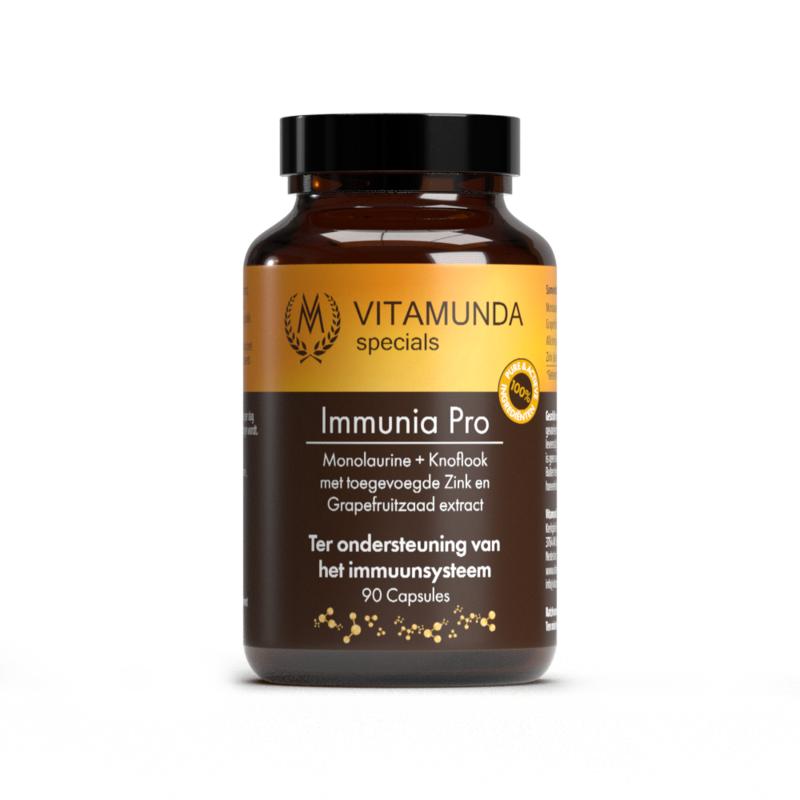 Vitamunda Immunia Pro herbal supplement capsules in a bottle, natural herbal remedy by Vitamunda for immune support.