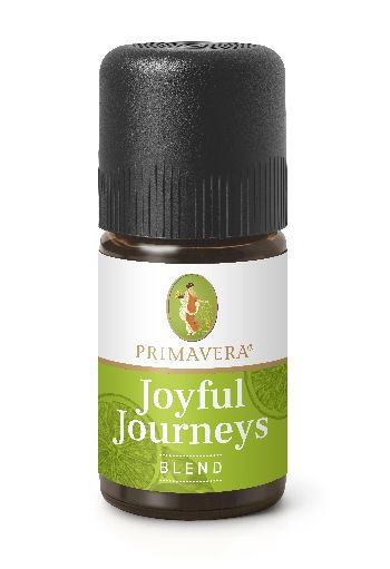 Primavera Joyful Journeys essential oil blend in a 5ml bottle, natural aromatic etherische oliën for aromatherapy.