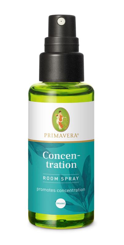Primavera bio room spray in a 50ml bottle, natural scent, designed for freshening indoor spaces, with a clear spray nozzle.