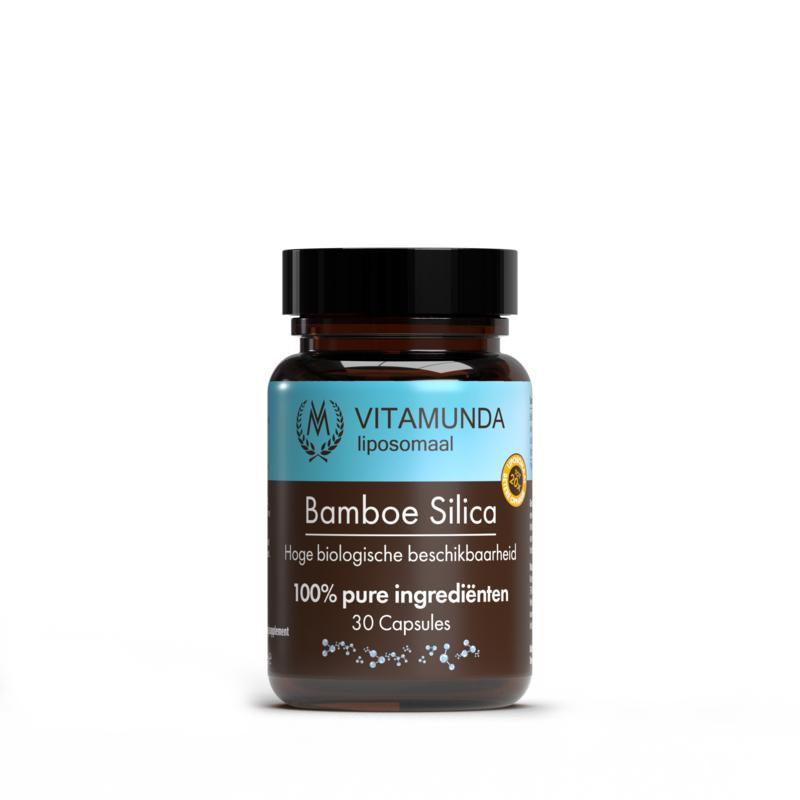 Vitamunda Liposomale bamboe silica in 30 vegetarische capsules, herbal supplement with bamboo silica for healthy hair and nails.
