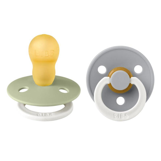 Bibs Fopspeen maat 3 in sage and cloud night colors, 2-pack of baby soothers designed for bottles and nipples.