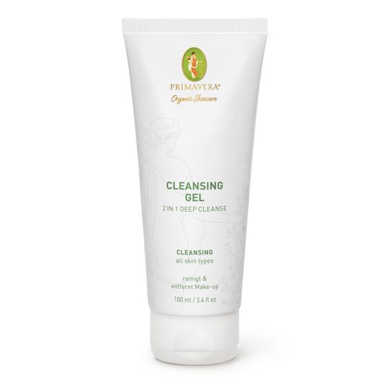Primavera 2-in-1 cleansing gel for face, deep cleansing, 100ml, facial skincare product with gel texture and natural ingredients.