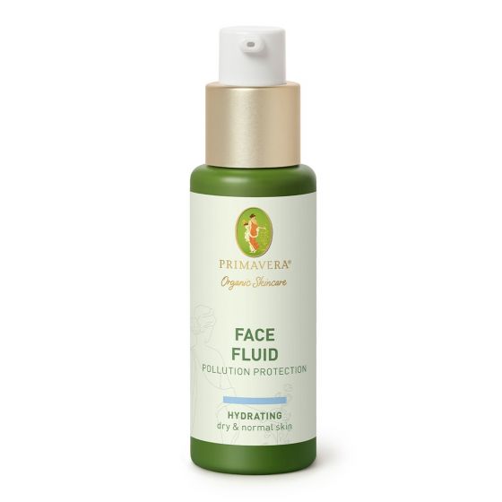 Primavera Face Fluid Pollution Protection in 30ml bottle, lightweight facial moisturizer with pollution defense, for healthy skin.