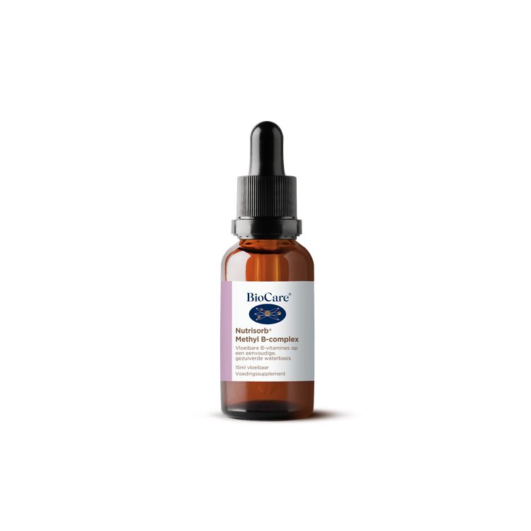 BioCare Nutrisorb methyl B-complex liquid supplement in a 15ml bottle, containing a multi-vitamin B complex in drop form.