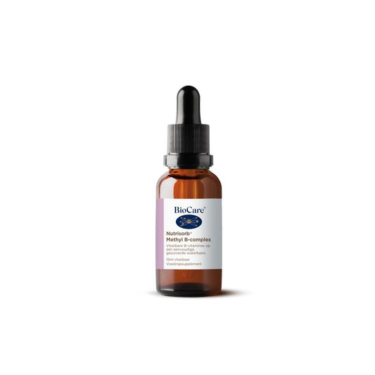 BioCare Nutrisorb methyl B-complex liquid supplement in a 15ml bottle, containing a multi-vitamin B complex in drop form.