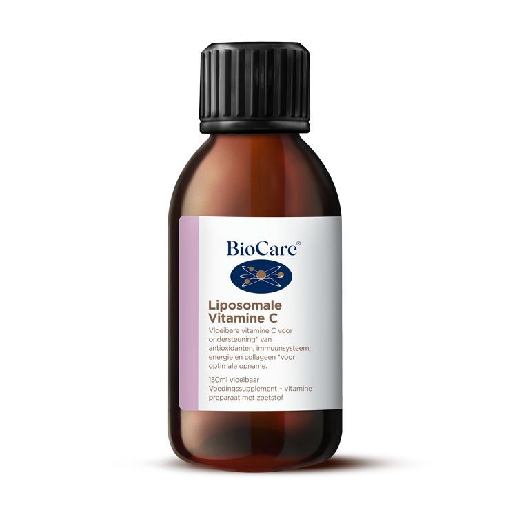 BioCare Liposomale vitamine C bottle, 150ml, showing the product label and packaging for natural absorption and immune support.