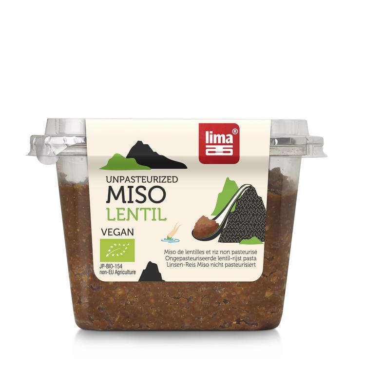 Organic Lima Miso Paste in 300g package, showcasing the labeled jar with a natural, textured label and lid.