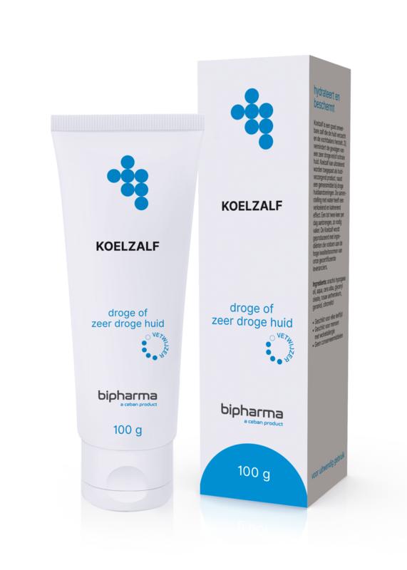 Bipharma Koelzalf 100g body care cream in a white tube with blue and green label, designed for soothing skin.