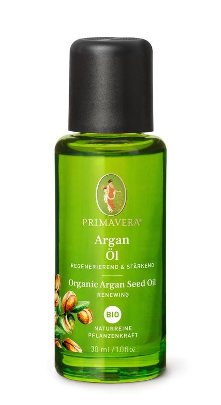 Primavera bio argan seed oil in a 30ml glass bottle, highlighting its natural, pure etherische oliën qualities.