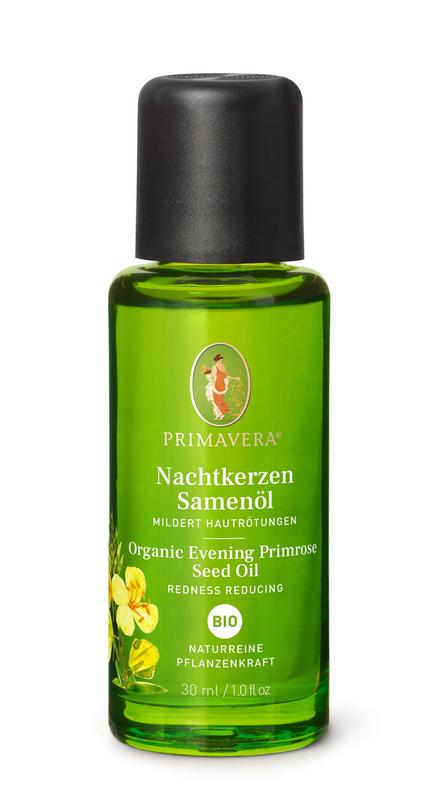 Primavera Evening Primrose Seed Oil in a 30ml amber glass bottle, organic etherische olie for skincare and wellness.
