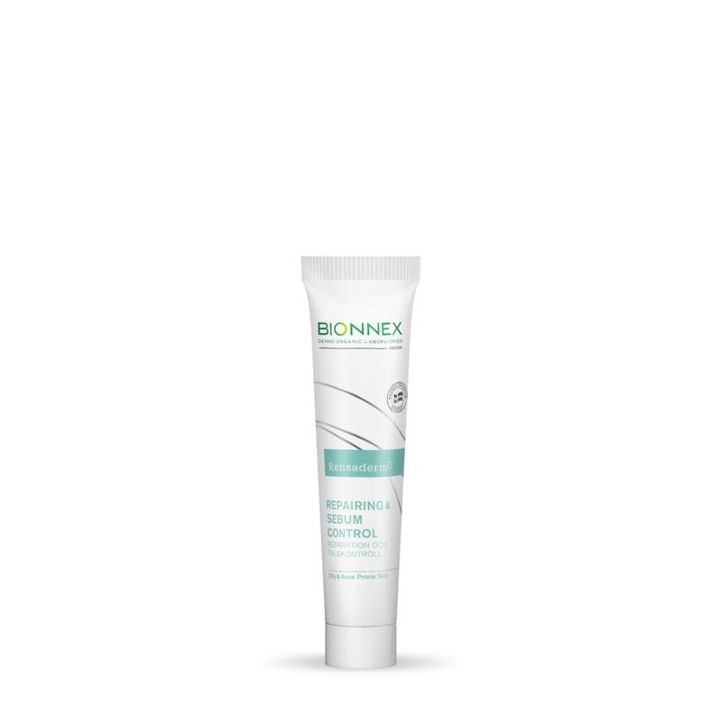 Bionnex Rensaderm moisturizing cream in 30ml jar, facial skincare product with smooth, creamy texture and white packaging.