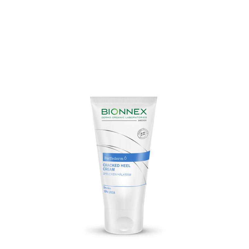Bionnex Perfederm intensive cracked heel cream in 50ml tube, nourishing foot care product for dry and cracked heels.
