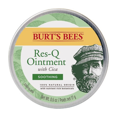 Burt's Bees Res-Q ointment in 17g jar, natural facial skincare product for soothing and healing skin.
