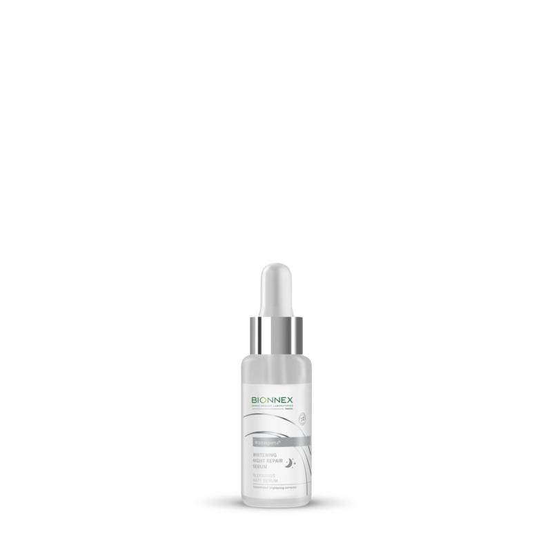Bionnex Whitexpert serum whitening night repair in 30ml bottle, facial skincare product for brightening and skin repair.