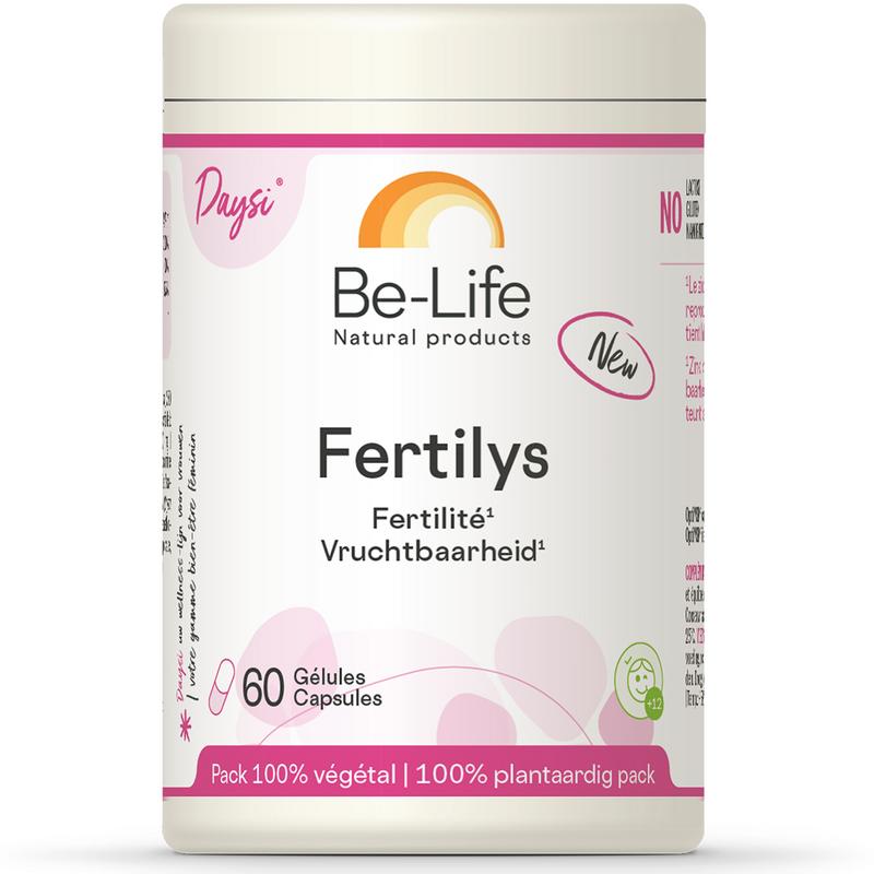 Be-Life Fertilys vegetarian multi-vitamin capsules in a bottle, dietary supplement for overall health support.