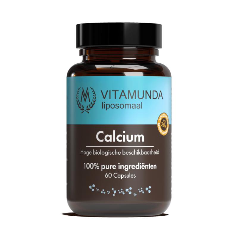 Vitamunda Calcium Mineral Capsules in a bottle, showing the label and 60 capsules for bone health support.
