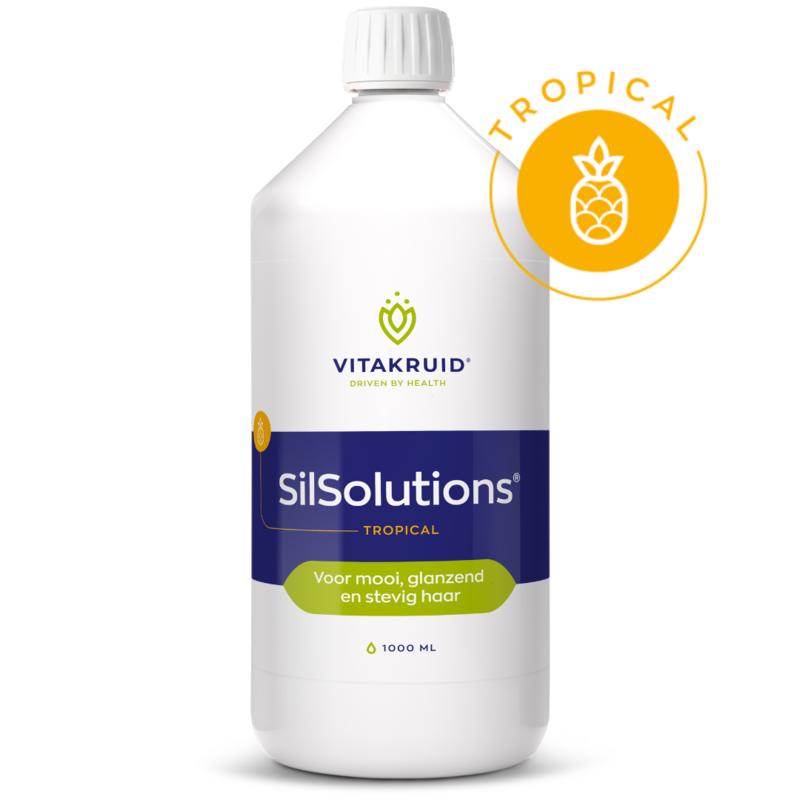 Vitakruid SilSolutions Tropical mineral supplement bottle, 1 liter, featuring colorful label and product details.