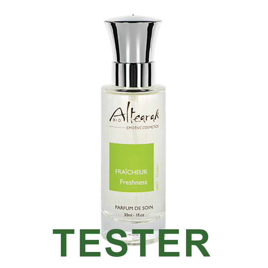 Altearah Green Freshness Parfum de Soin 30ml, natural fragrance bottle with green accents, showcasing the Altearah skincare scent.