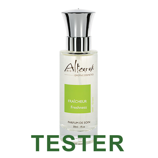 Altearah Green Freshness Parfum de Soin 30ml, natural fragrance bottle with green accents, showcasing the Altearah skincare scent.