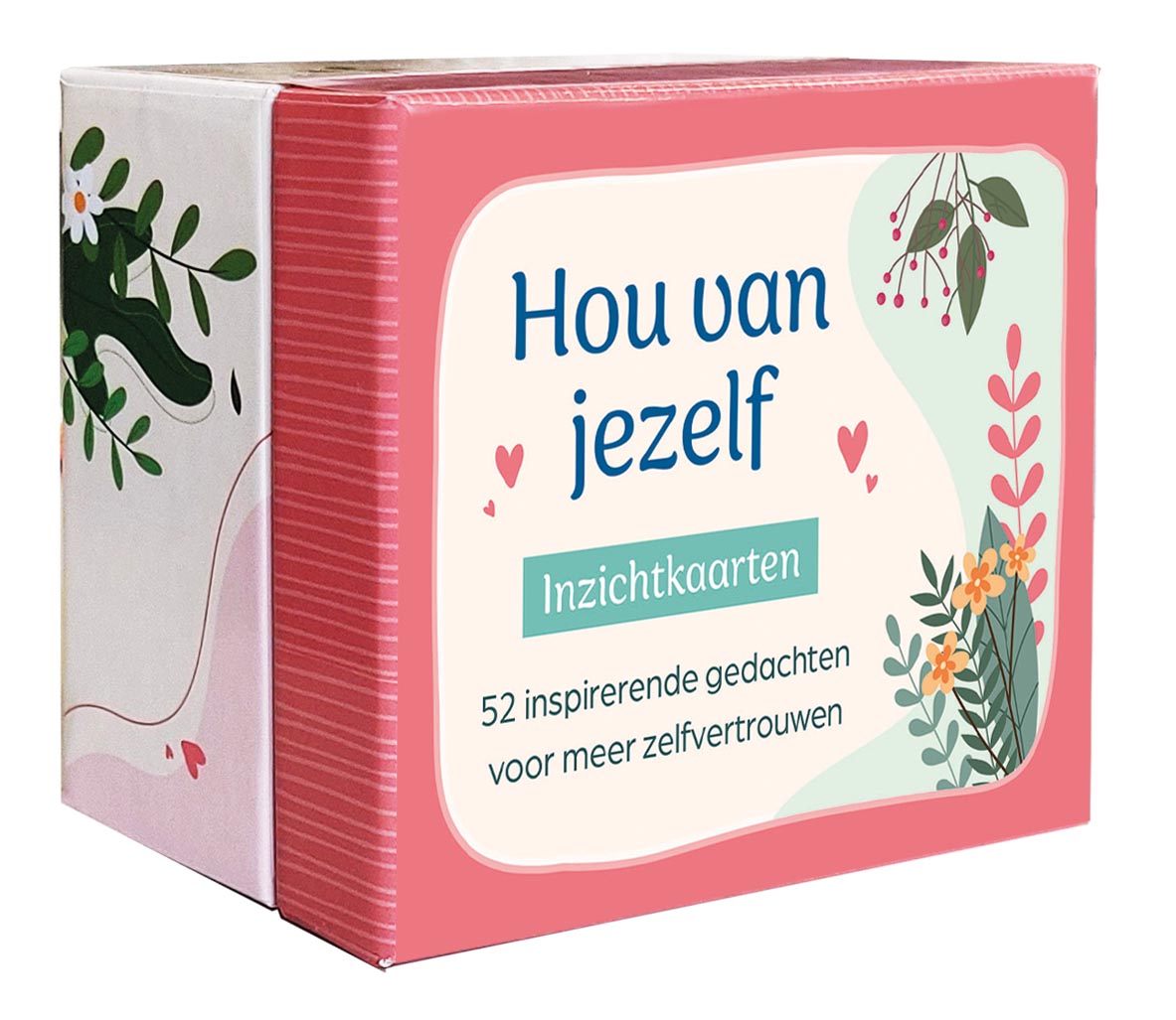 Deltas Hou van jezelf inzichtkaarten set featuring colorful cards with positive affirmations and self-love messages.
