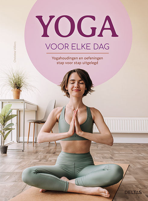 Deltas Yoga voor elke dag 1.00 book cover, featuring colorful illustrations and title in Dutch on a white background.