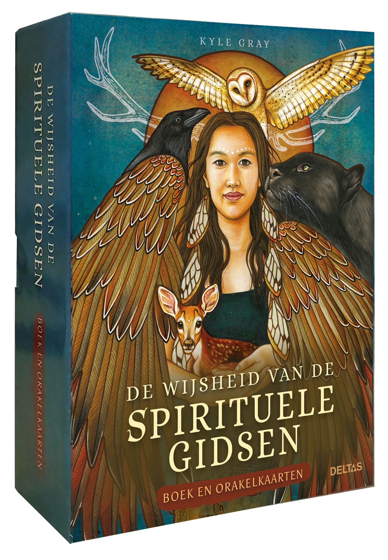 Deltas De wijsheid van de spirituele gidsen kaartenset, set van tarot of oracle kaarten, met kleurrijke symbolen en artwork.