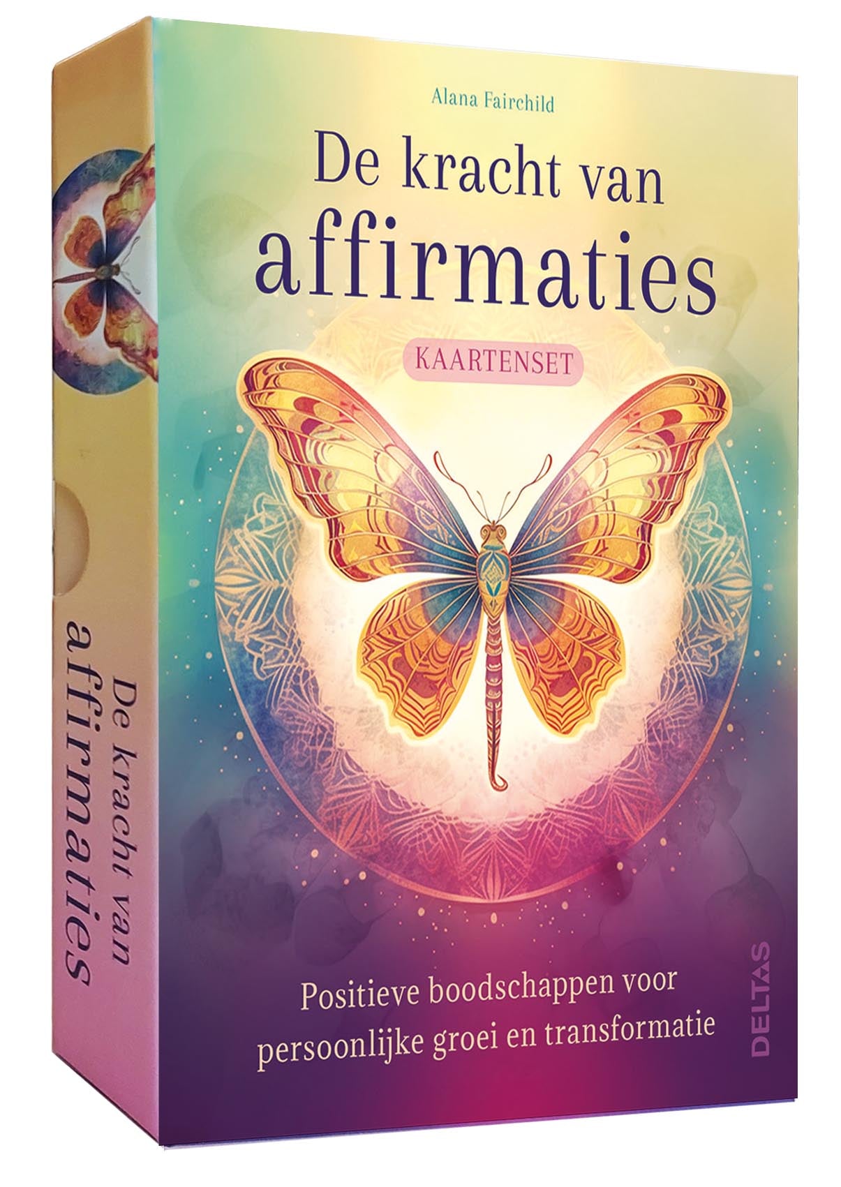 Deltas De kracht van affirmaties kaartenset, a set of inspiring affirmation cards from the Deltas book series, shown in the image.