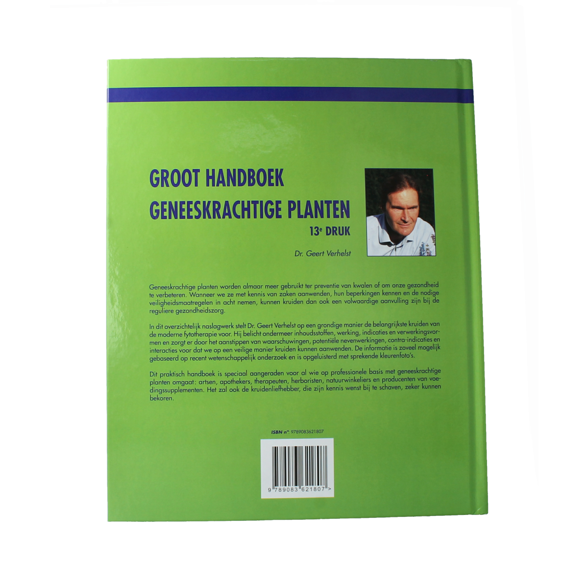Chi Geneeskrachtige Planten handboek, a book on medicinal plants, showing the cover with title and author details.