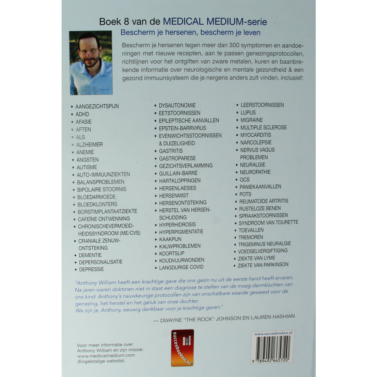 Succesboeken Medical Medium Brain Saver Protocols book cover, featuring title and design elements on a white background.