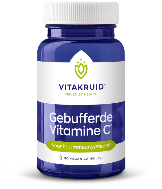 Vegetarische Vitakruid gebufferde vitamine C capsules met zink, OPC en quercetine voor ondersteuning van het immuunsysteem.