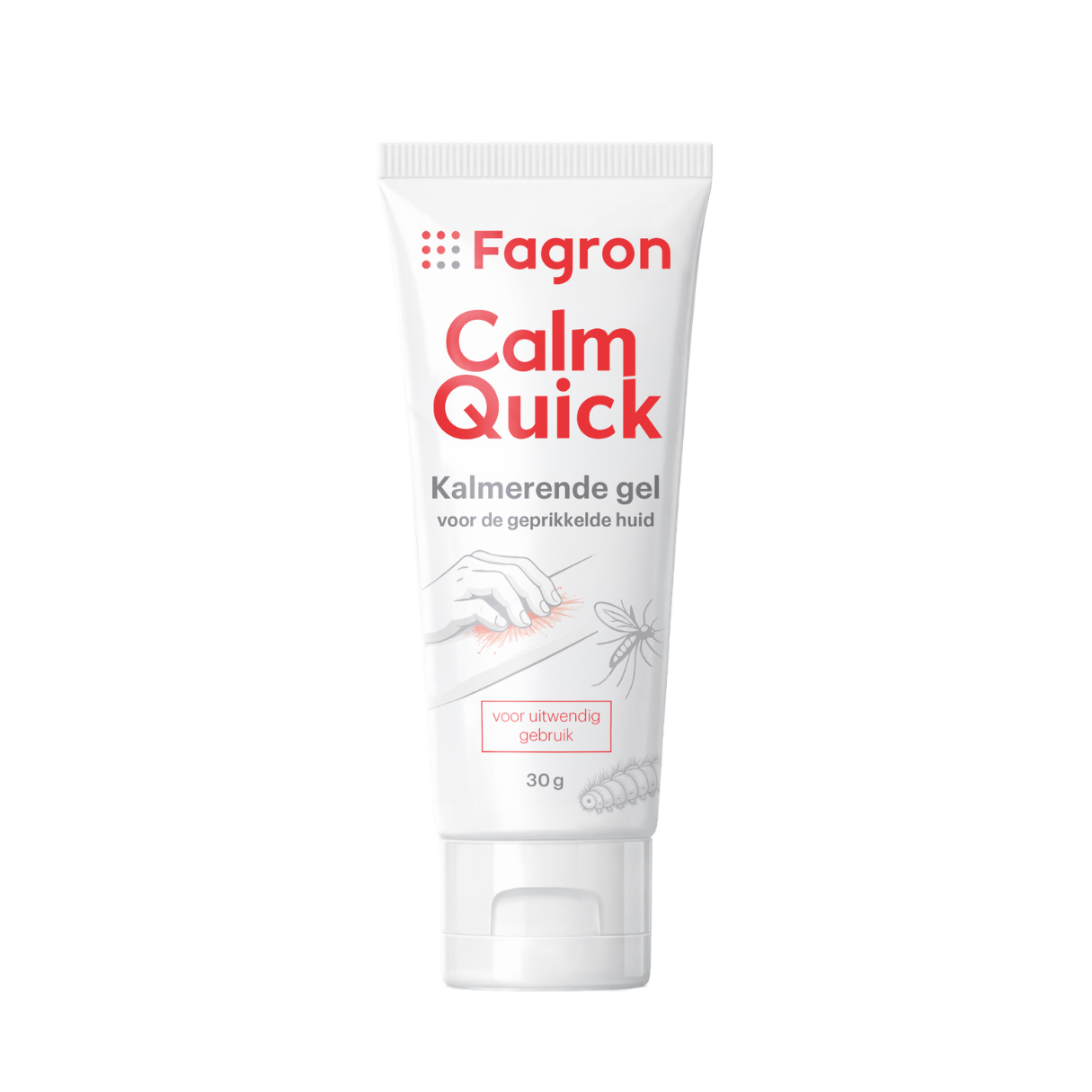 Fagron CalmQuick calming gel for irritated skin in 30g, travel size, with soothing properties for sensitive skin.
