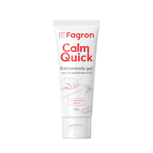 Fagron CalmQuick calming gel for irritated skin in 30g, travel size, with soothing properties for sensitive skin.