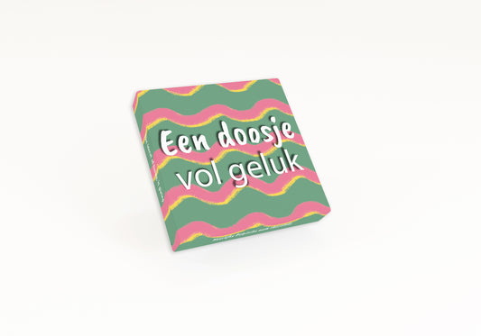 Voor Jou! vrolijke lijn chocolade doosje geluk met 1 stuk, colorful packaging and delicious Belgian chocolate.