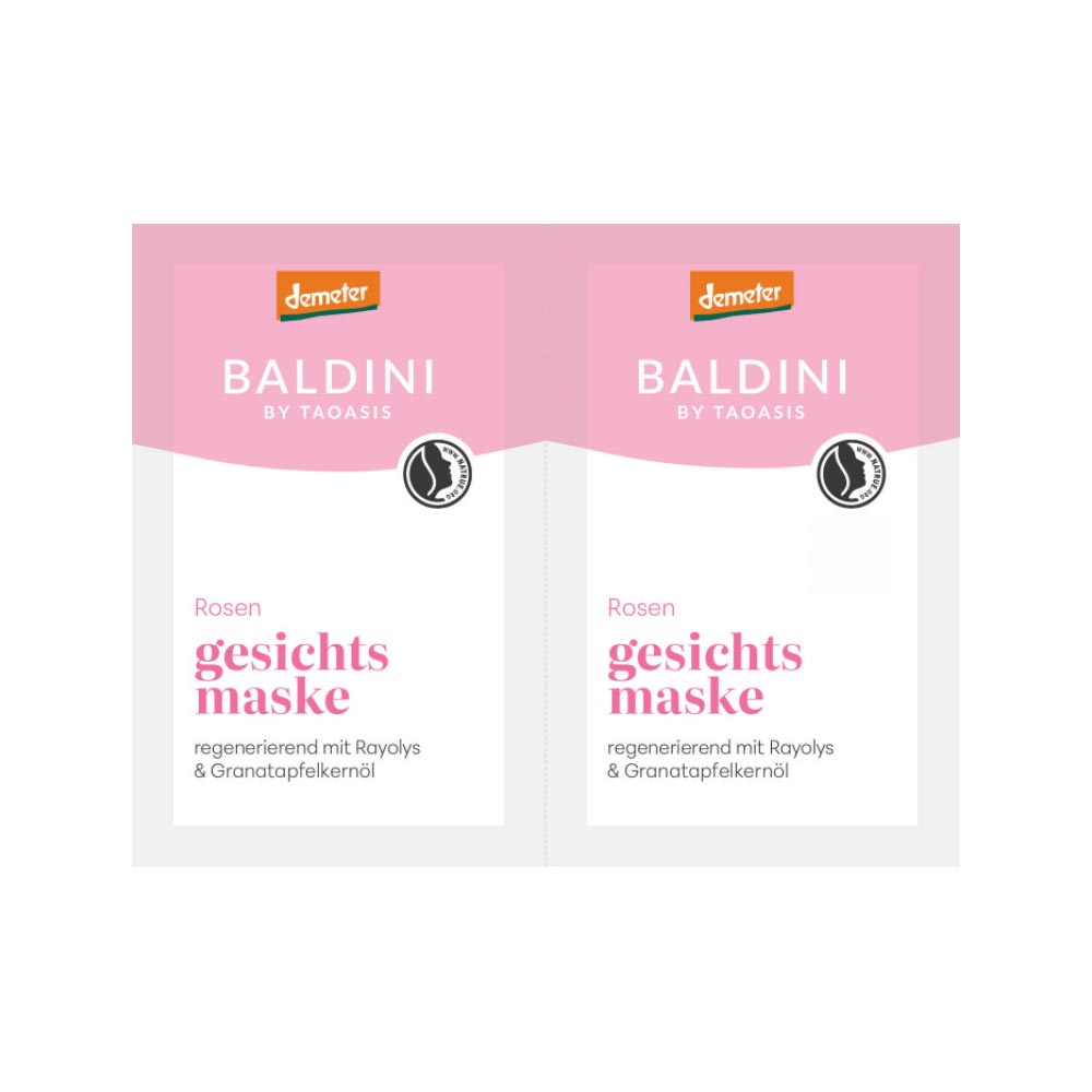 Baldini Rose Bio Face Mask in 15ml jar, natural facial skincare with rose extract, front view showing the product container.