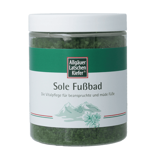Allgauer Latshen Kiefer Mineralen Voetbad Allgasan in 350g container, natural foot care product with mineral-enriched formula.